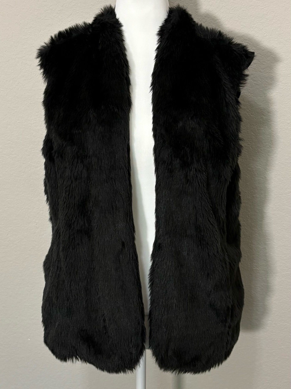Sebby Black Faux Fur Cable Knit Sweater Cozy Winter Vest Size XXL